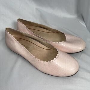 Vionic Women's Pastel Pink Textured Ballet Flats Size 8.5 Scalloped Edges